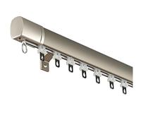 Riel de cortina de aleación de aluminio resistente, 150 cm, montaje en techo y pared, ideal para divisores de sala de estar, dormitorio, baño, acabado marrón