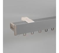 Riel de cortina de aluminio con rodillos, paneles laterales que bloquean la luz, barra ajustable para montaje en techo/pared para dormitorio, sala de estar, balcón, hotel (gris, 240 cm)
