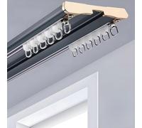 Riel de cortina de aluminio de 2 capas con ganchos y tornillos silenciosos, ideal para sala de estar, dormitorio y decoración de hotel, fácil instalación