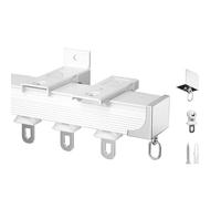 Riel de Cortina de Aluminio de 50/100/200/300/400/500/600 cm, riel Decorativo para Cortinas, Barra de Cortina silenciosa con Rodillos, guías Rectas deslizantes, riel para Montaje en Techo o