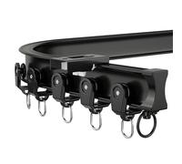 Riel de cortina de aluminio flexible de 1 m a 6,7 m curvado para divisor de habitación, balcón, caravana, sistema de barra de cortina negra de 2,2 m