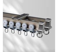 Riel de cortina de aluminio flexible y resistente, barra doble flexible de 11 pies para sala de estar y dormitorio, acabado de latón silencioso, ideal para ducha y accesorios de techo caído