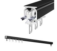Riel de cortina de aluminio for montaje en techo, corredizo, for pared, decoración del hogar, accesorios for balcones, barras y rieles silenciosos, sistemas de cortinas corredizas.(Black - Ceiling Mou