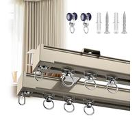 Riel De Cortina De Aluminio, Herrajes for Cortinas, Riel Flexible for Cortina De Techo, Riel De Cortina De Doble Carril Longitud 1m-5m, for Montaje En Ventanas Y for Cama(Champagne,5.4m/17.7ft)