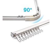 Riel de cortina de aluminio mejorado de 3.5 a 10 pies, montaje en techo o pared, sistema de riel de cortina con curvas de esquina de 90 grados, ventanas y divisor de habitación, juego de riel de techo