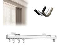 Riel de cortina de aluminio para divisor de habitaciones y ventanas, fácil instalación, función de silencio, 6 m de longitud, ideal para caravanas y uso doméstico (color: B)
