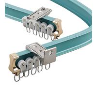 Riel de Cortina de Aluminio, para Montaje en Techo o Pared, de 2,3 pies a 19,7 pies, para Sala de Estar o Dormitorio (Azul, 2,1 m)