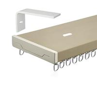 Riel de cortina de aluminio resistente con ganchos de rodillo, perfecto para montaje lateral o superior, sistema deslizante de divisor de habitación blanco