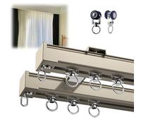 Riel de cortina de aluminio resistente, soporte de techo de doble canal para cortinas correderas, instalación en pared, barra de cortina resistente para soluciones de cortinas sin esfuerzo