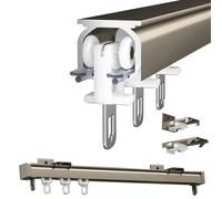 Riel de cortina de aluminio, riel ajustable para techo y pared para apagones y separadores de habitación con toboganes silenciosos