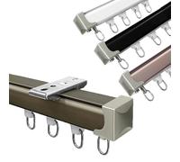 Riel De Cortina De Aluminio Sistema De Rieles De Cortina De Montaje En Techo O Pared Barras De Cortina Divisorias Pista Silenciosa Vía Recta para Sala De Estar Dormitorio(Champagne,180cm)