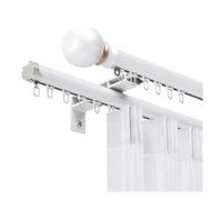 Riel de cortina de doble aleación de aluminio resistente con deslizamiento silencioso para dormitorio, sala de estar, oficina, funcionamiento silencioso y suave (blanco, 370 cm)