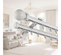 Riel de Cortina de Doble de Pared, Guía de Cortina de Aleación de Aluminiovía de Lujo, Pista de Cortina para Separador de Ambientes, Balcón, Hotel, Baño(White,2.8m)