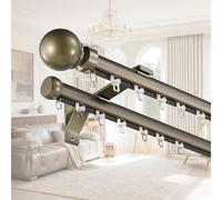 Riel de Cortina de Doble de Pared, Guía de Cortina de Aleación de Aluminiovía de Lujo, Pista de Cortina para Separador de Ambientes, Balcón, Hotel, Baño(Champán,1.2m)