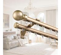 Riel de Cortina de Doble de Pared, Guía de Cortina de Aleación de Aluminiovía de Lujo, Pista de Cortina para Separador de Ambientes, Balcón, Hotel, Baño(Dorado,5.30m)