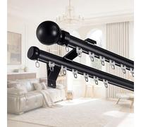 Riel de Cortina de Doble de Pared, Guía de Cortina de Aleación de Aluminiovía de Lujo, Pista de Cortina para Separador de Ambientes, Balcón, Hotel, Baño(Black,6.8m)