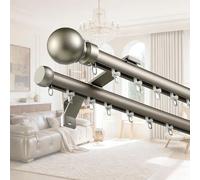 Riel de Cortina de Doble de Pared, Guía de Cortina de Aleación de Aluminiovía de Lujo, Pista de Cortina para Separador de Ambientes, Balcón, Hotel, Baño(Gris,3.1m)