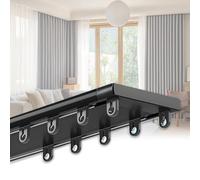 Riel de Cortina de Doble Fila, 1m-6m Riel de Cortina de Techo de Aluminio, Silenciosos Rieles de Corredera para Cortina Baño Dormitorio Hospital Oficinas(Black,3.0m(9.8ft))