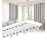 Riel de Cortina de Doble Fila, 1m-6m Riel de Cortina de Techo de Aluminio, Silenciosos Rieles de Corredera para Cortina Baño Dormitorio Hospital Oficinas(White,1m(3.3ft))