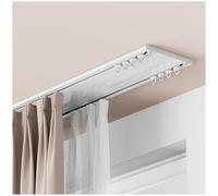 Riel de Cortina de Doble Fila, Riel de Cortina de Techo Resistente, Silencioso Riel Cortina Techo, Aluminio/Invisible/Personalizable para Divisor de Habitación,Sala de Estar, Baño(Blanco,1.2m/3.93ft)