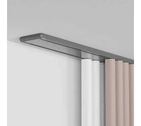 Riel de cortina de doble fila silencioso y resistente para cortinas, divisor de habitación para sala de estar, dormitorio, hospital, fácil instalación (gris, 3,1 m)