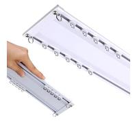 Riel de cortina de doble riel ultrafino de 2 carriles de 6 mm, soporte de techo de aluminio para sala de estar y dormitorio, color blanco, 480 cm, solución elegante para cortinas