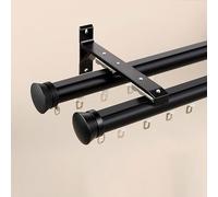 Riel De Cortina De Doble Silencioso,Resistente De 1 A 6 M,Aluminio,para Cortinas,Divisor De Habitación for Sala De Estar,Dormitorio,Hospital,Fácil Instalación(Black,2.5M/8.2FT)
