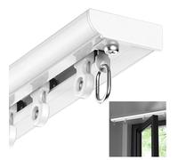 Riel de cortina de montaje en techo, barra de metal con borde curvado para un deslizamiento suave, riel recto para ventana y balcón, incluye accesorios y conector