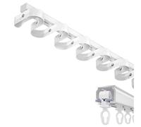 Riel de cortina de ondas de agua resistente de 1 m y 6 m, ajustable, serpentina para montaje en techo y pared, con juego de cinta para un movimiento suave de la cortina (blanco, 1,6 m)