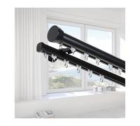 Riel De Cortina De Pared, Pista De Cortina De Aluminio, Rieles De Cortina Silenciosos, Para Cortinas Con Accesorios Para Gazebo Ducha Dormitorio 1-6.0m(Black B,5.0M/16.4ft/4 * 125CM)