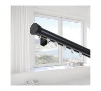 Riel De Cortina De Pared, Pista De Cortina De Aluminio, Rieles De Cortina Silenciosos, Para Cortinas Con Accesorios Para Gazebo Ducha Dormitorio 1-6.0m(Black A,1.60m/5.2ft/2 * 80CM)