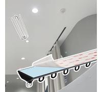 Riel de cortina de techo autoadhesivo - Sistema de aluminio mudo cortable con ganchos para ventanas de sala de estar - 1,8 m (5,9 pies) negro juego de rieles de cortina superiores