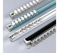 Riel de Cortina de Techo de aleación de Aluminio Resistente, 2,4 m, Negro, Funcionamiento silencioso, Ideal para Divisor de ambientes y Ducha de RV, Ideal para privacidad y gestión del espac