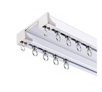 Riel de cortina de techo de aluminio con montaje silencioso, riel deslizante de riel de cortina doble silencioso,para colgar cortinas opacas(Wit,5.5m (18ft))