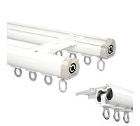 Riel de cortina de techo de aluminio, sistema divisor de habitación de 2 capas para cortinas y balcones, fácil montaje en techo, color blanco, 100 cm, perfecto para decoración del hogar y separación