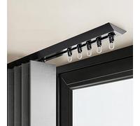 Riel de Cortina de Techo en Forma de V, Pista de Cortina Robustas, Conectores de Esquina Doblados de 90°, Barra Separadora de Privacidad para Esquinas de Almacenamiento(Negro,150cm/4.92ft (2*75cm))