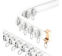 Riel De Cortina De Techo Flexibl, Pista De Cortina Curvos Con Ruedas Silenciosas Se Utilizan Para Separador De Ambientes, Cortina Para Autocaravana(3.9FT/120CM)