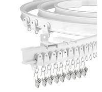 Riel de cortina de techo flexible para ventana de bahía, 20 pies/6 m, riel de cortina curvado flexible, montaje en pared, sistema de rieles de cortina de plástico resistente para divisor de