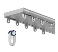 Riel de Cortina de Techo Para Baño Juego de Doble Barra para Ventana Riel de Cortina Doble para Sala de Estar y Baño Accesorios de Instalación y Tapa Final(Gris,2.0m/6.6ft)