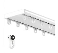 Riel de Cortina de Techo Para Baño Juego de Doble Barra para Ventana Riel de Cortina Doble para Sala de Estar y Baño Accesorios de Instalación y Tapa Final(White,1.1m/3.6ft)