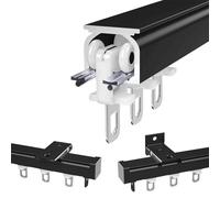 Riel de Cortina de Techo para Cortinas de Ducha, riel de Cortina de Montaje en Pared, guías deslizantes de Aluminio Blanco y Negro para Cortinas, para separadores de ambientes, Cortinas de h