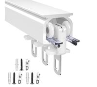 Riel de cortina de techo, riel individual para montaje en techo o pared, rieles de cortina resistentes para sala de estar, dormitorio, divisor de habitación, fácil instalación (blanco, 170 cm)