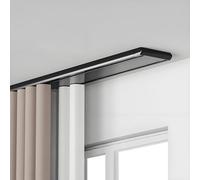 Riel de cortina de techo silencioso resistente de 560 cm, color negro, de doble fila, ideal para sala de estar y baño, diseño oculto para una instalación sin costuras