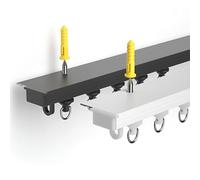 Riel de cortina de techo ultrafino, riel divisor de habitación con poleas y tapas finales, curvas de esquina de 90°, negro, 2,2 m (2 x 1,1 m) para decoración del hogar y la oficina