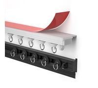 Riel de cortina de techo ultrafino, sistema divisor de habitación con polea y tapas finales, curvas de esquina de 90°, color blanco, 150 cm, perfecto para decoración del hogar y la oficina