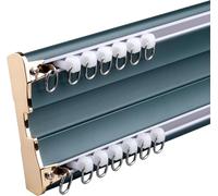 Riel de cortina doble de aluminio de 1 a 5 m para divisor de habitación, barra de cortina deslizante, tamaño ajustable, 3 m, color azul, perfecto para decoración del hogar