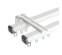 Riel de cortina doble de aluminio para techo o pared, 3,6 m (3 x 1,2 m), color blanco, para salón, hotel, hospital, aula, fácil instalación, diseño