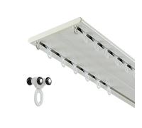 Riel de cortina doble de aluminio resistente de 15.1 pies, divisor de habitación para cortinas de dormitorio, barra de cortina blanca duradera para una fácil instalación y separación versátil del