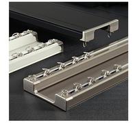 Riel de cortina doble de aluminio resistente montado en el techo con ruedas de rodamiento para sala de estar, dormitorio, baño y divisor de ducha (negro, 4 m 13.1 pies)
