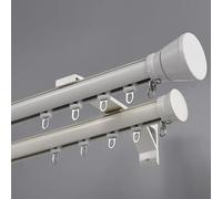 Riel de Cortina Doble de Pared para ventanales - Juego de Barras de Cortina de aleación de Aluminio con Kits de guía silenciosa para una fácil instalación y Elegantes soluciones de Cortinas.